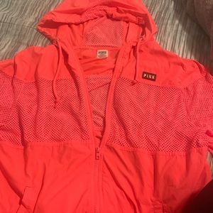Pink Victoria’s Secret hot pink mesh windbreaker med/lg